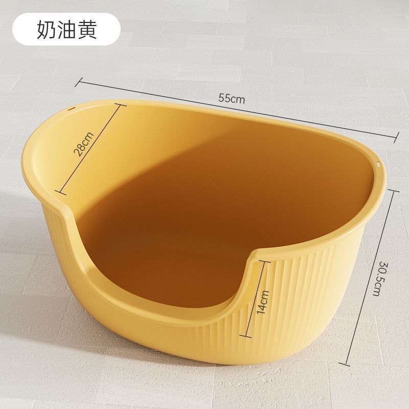 加厚猫砂盆超大号正方形防外溅半封闭式屎盆防带砂特大加高猫厕所|undefined