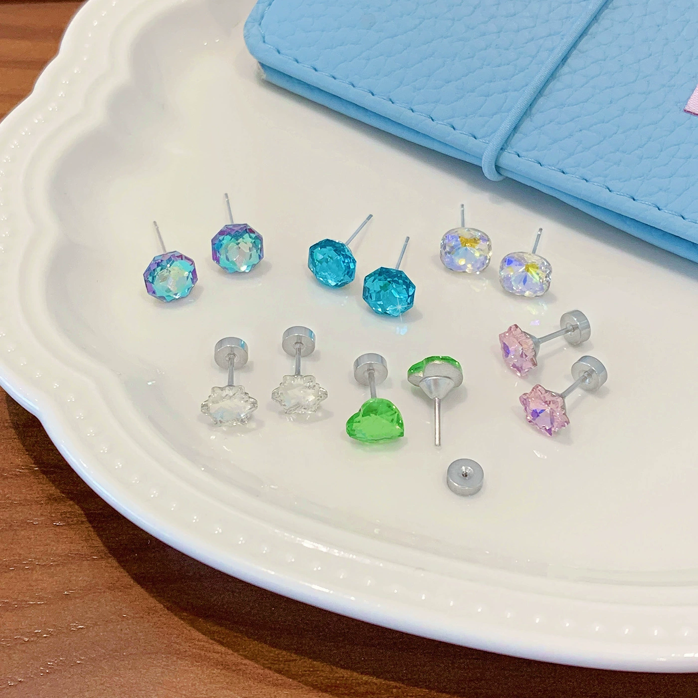 Stud Earrings (Millennium Rose) 8 mm rose‑cut zircon, straight‑pin and flat‑back screw options, assorted colors