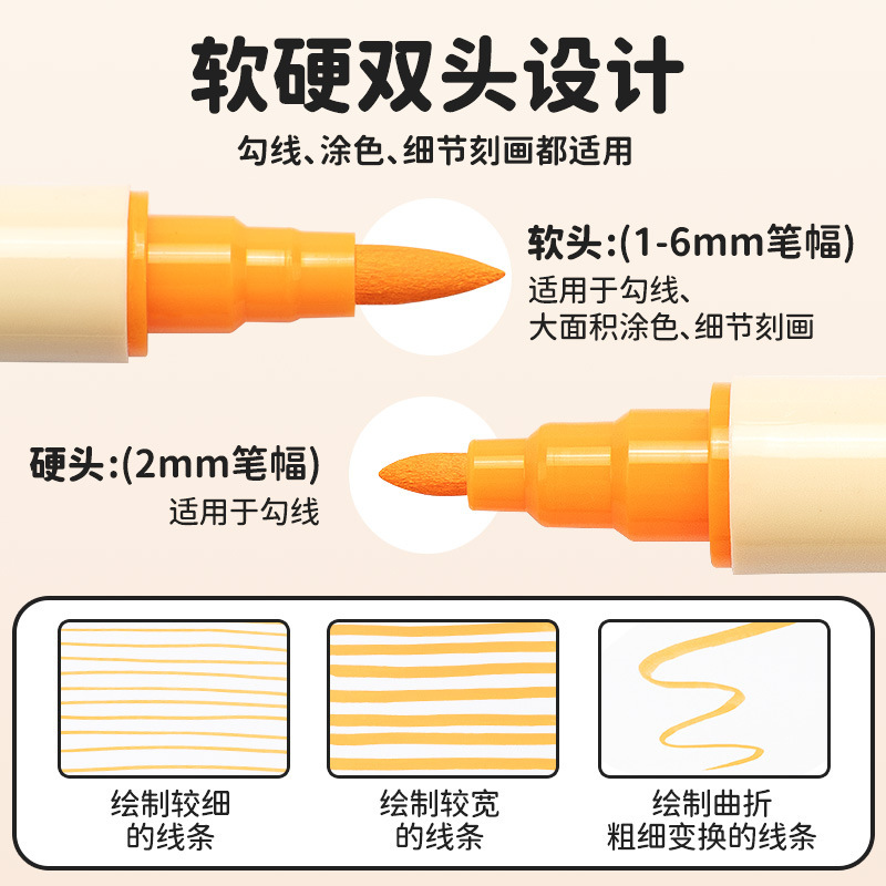 Marcador de acrílico nuevo núcleo de algodón doble pluma 36 colores un solo marcador de acrílico al aire libre acuarela
