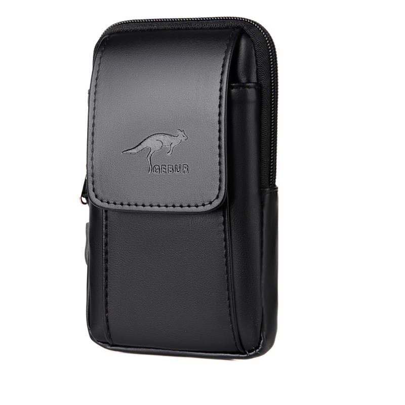 Top Layer Cowhide Mobile Phone Waist Bag Ultra-thin Mobile Phone Leather Case Hanging Waist Leather Mobile Phone Bag Trouser Belt Bag Men's 663