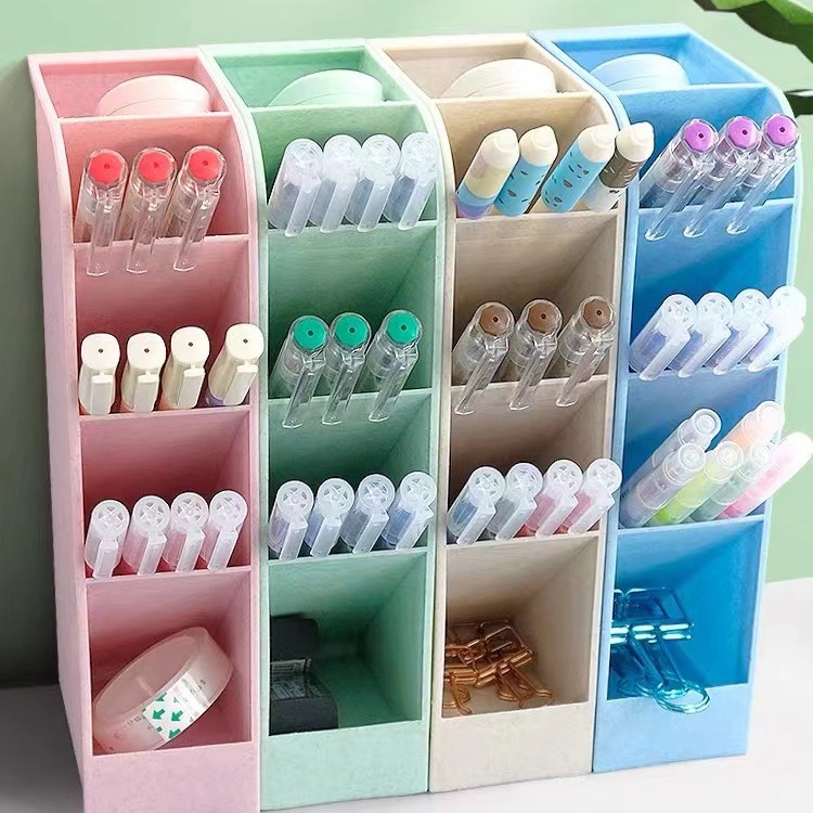 Z titular de la pluma inserto oblicuo multifuncional de plástico de oficina de almacenamiento de escritorio organizador titular de la pluma rectangular titular de la pluma de pie