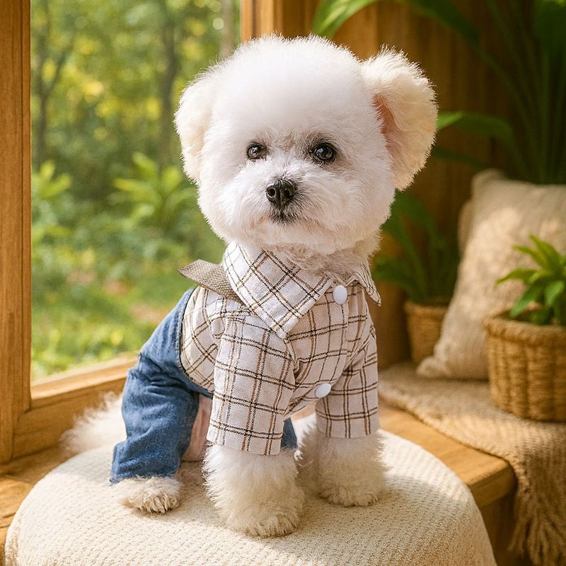 在庫あり！人気のペット服、子犬・猫用、工場直送、春秋用、クマちゃん柄のつなぎ服、四足服|undefined