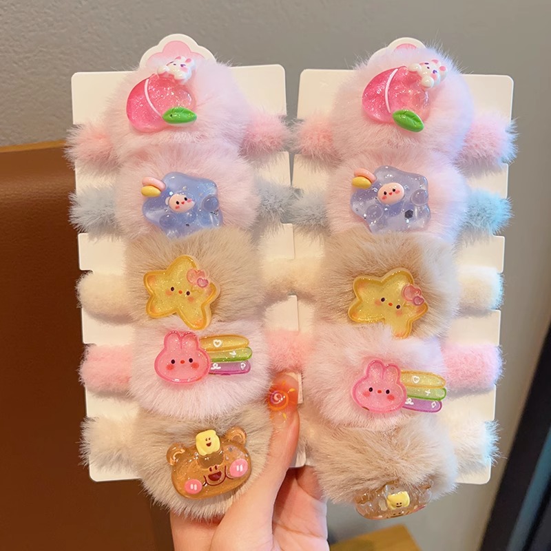 children‘s hair band 2023 autumn and winter new plush girls autumn and winter new high elastic bold hair hurt little girl head rope