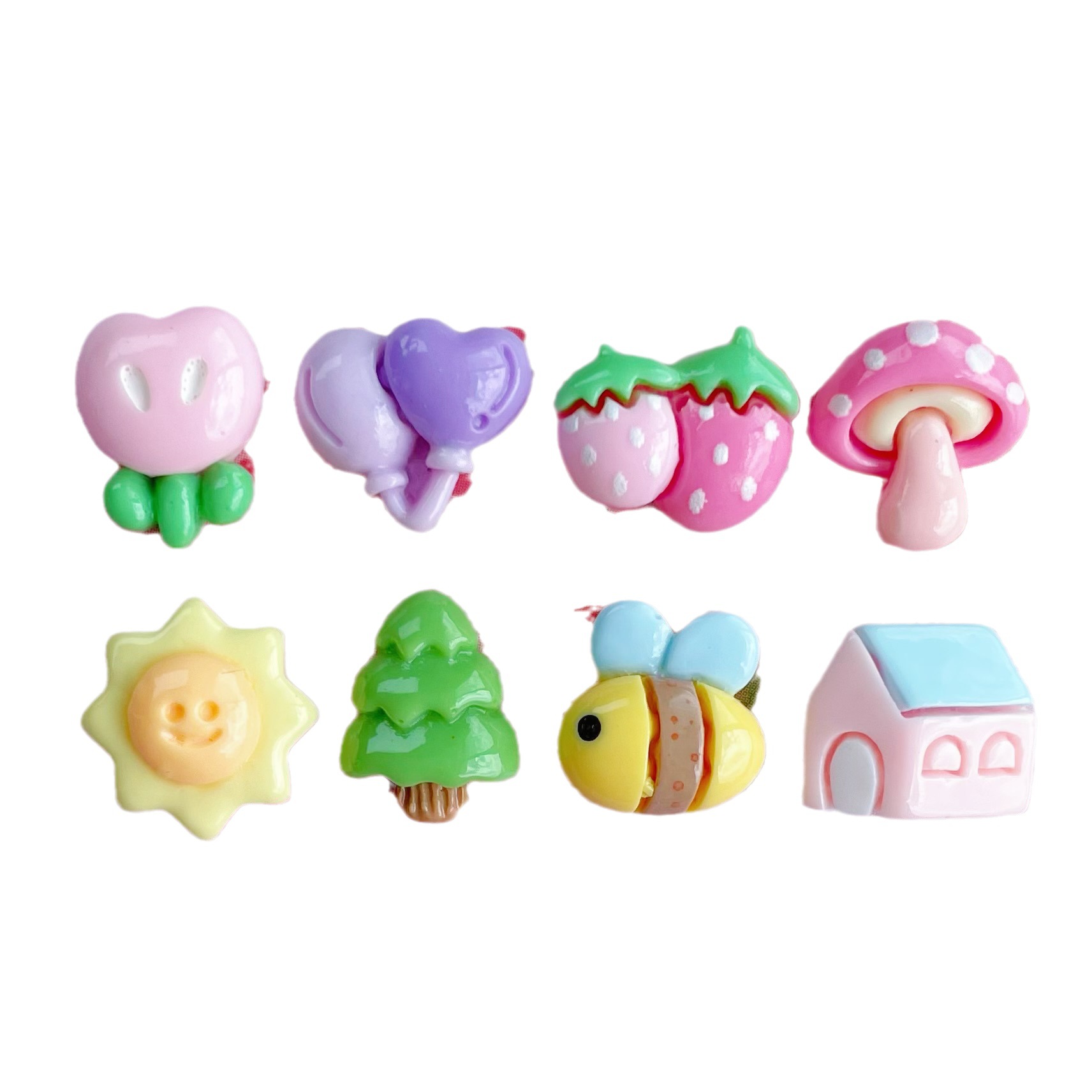 Pequeño árbol seta abeja flor casa mini tamaño pequeño brillante accesorios de resina crema pegamento circunferencia uñas adorno joyería