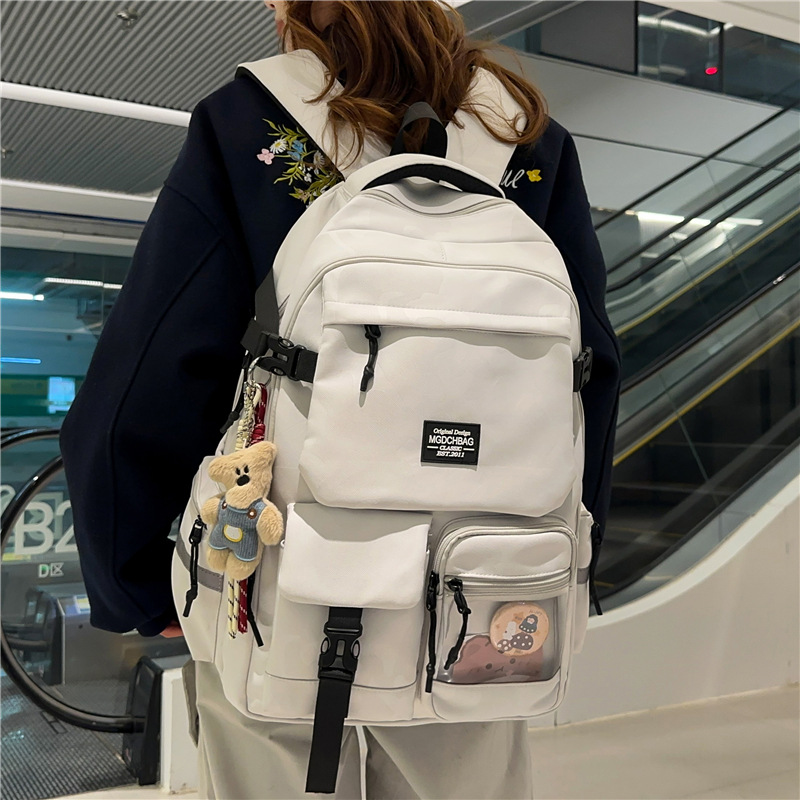 Schoolbags for Girls, Junior High School Students, Large-Capacity Weight-Reducing Spine-Protecting Backpacks, Men's High School Students' Travel Bags, Backpacks for Women