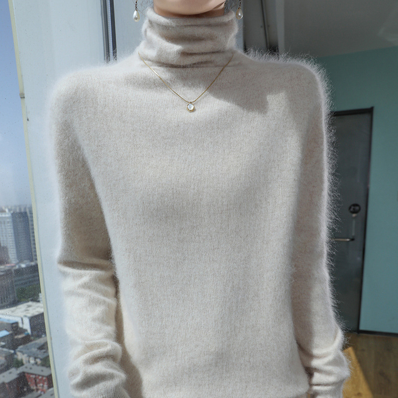 Cross-border wholesale first-line garment mink sweater autumn and winter women's pile collar wool short inside cashmere sweater sweater