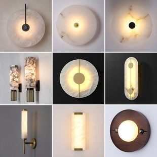 Source Factory Cross-Border Best-Selling Marble Wall Lamp Spanish Natural Marble Hotel Room Engineering Decorative Wall Lamp