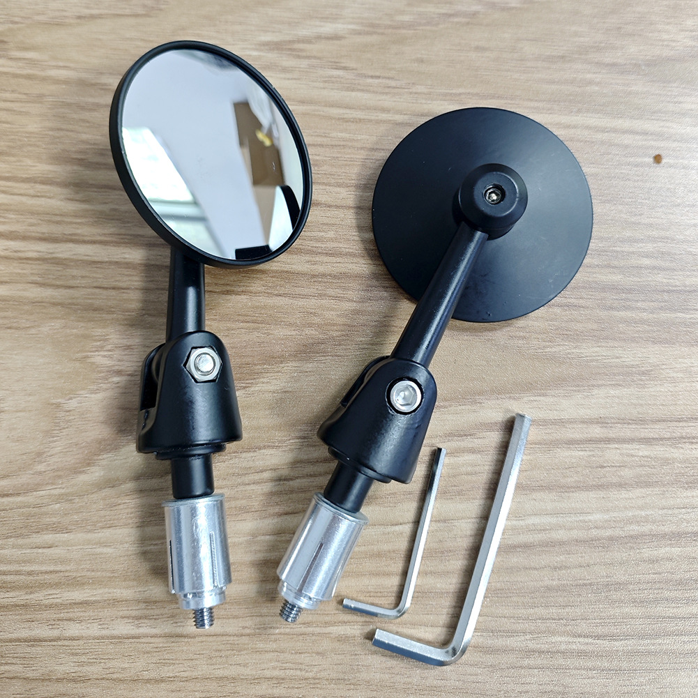 Motorcycle Retro Modified Round Aluminum Alloy Handlebar Mirror Rearview Mirror Handlebar Modified Reflective Folding Mirror