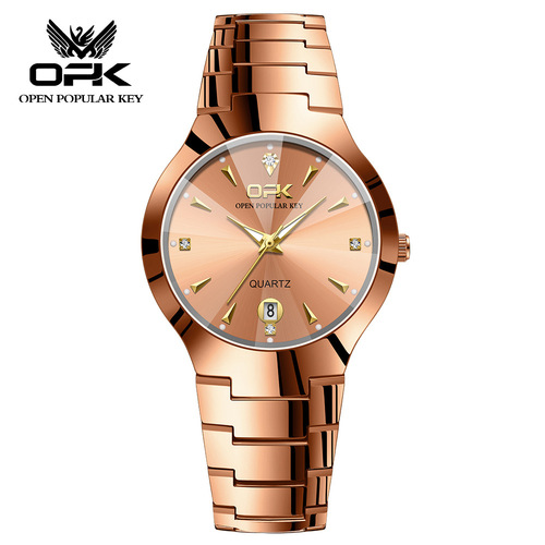 一件代发OPK品牌手表潮流时尚镶钻防水夜光石英表男士手表男表