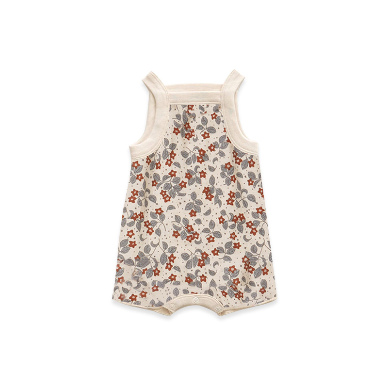 Verano nueva ropa de bebé mono ins estilo hombres y mujeres sin mangas floral pequeña correa del mameluco