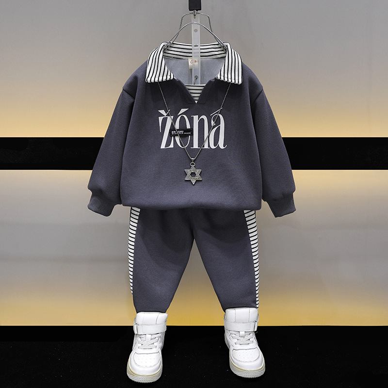 6381 Traje deportivo de primavera y otoño para niños 2025 nueva ropa de otoño para niños suéter casual de manga larga bebé otoño moda