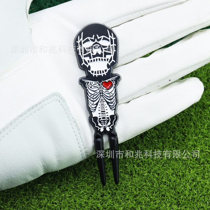 高尔夫果岭叉可折叠配磁性马克金属球位标多功能弹出式修复叉铲草|undefined
