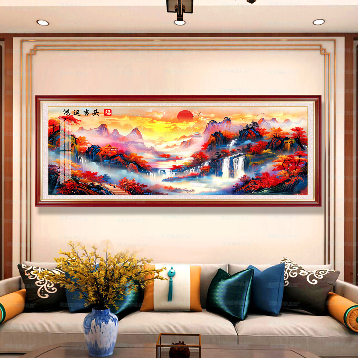 Mona Lisa Real Crucifixion Fate de la montaña y el río edición clásica gran colección de pintura decorativa bordada a mano