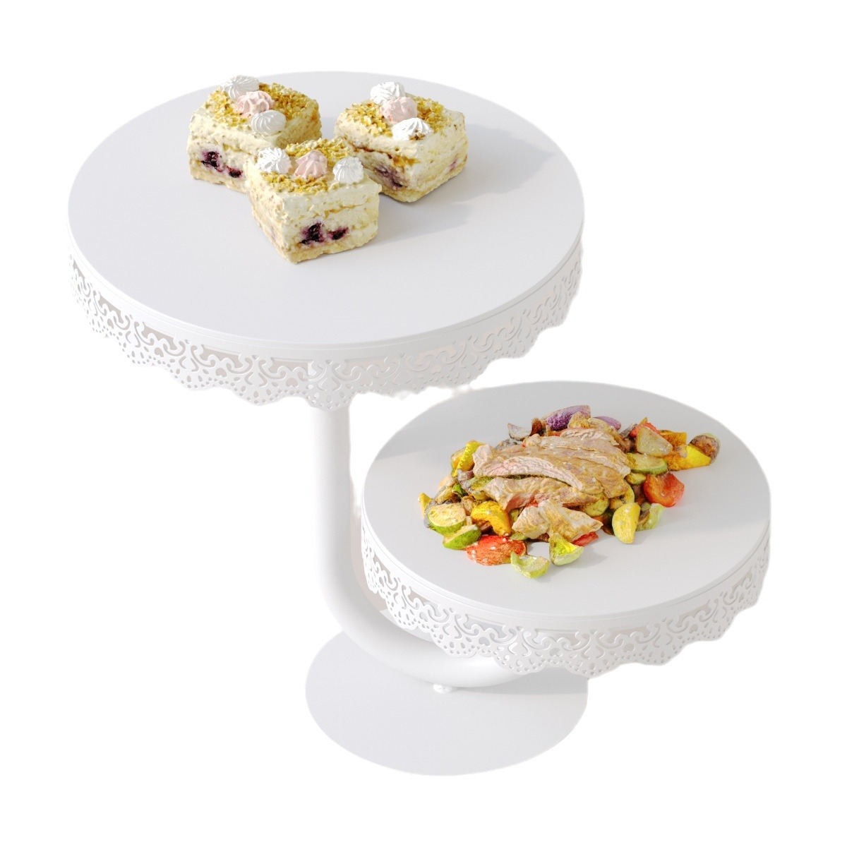 Amazon dos capas de decoraciones doradas de boda postres decoraciones props de boda bandeja de pastel hierro forjado al por mayor image 6