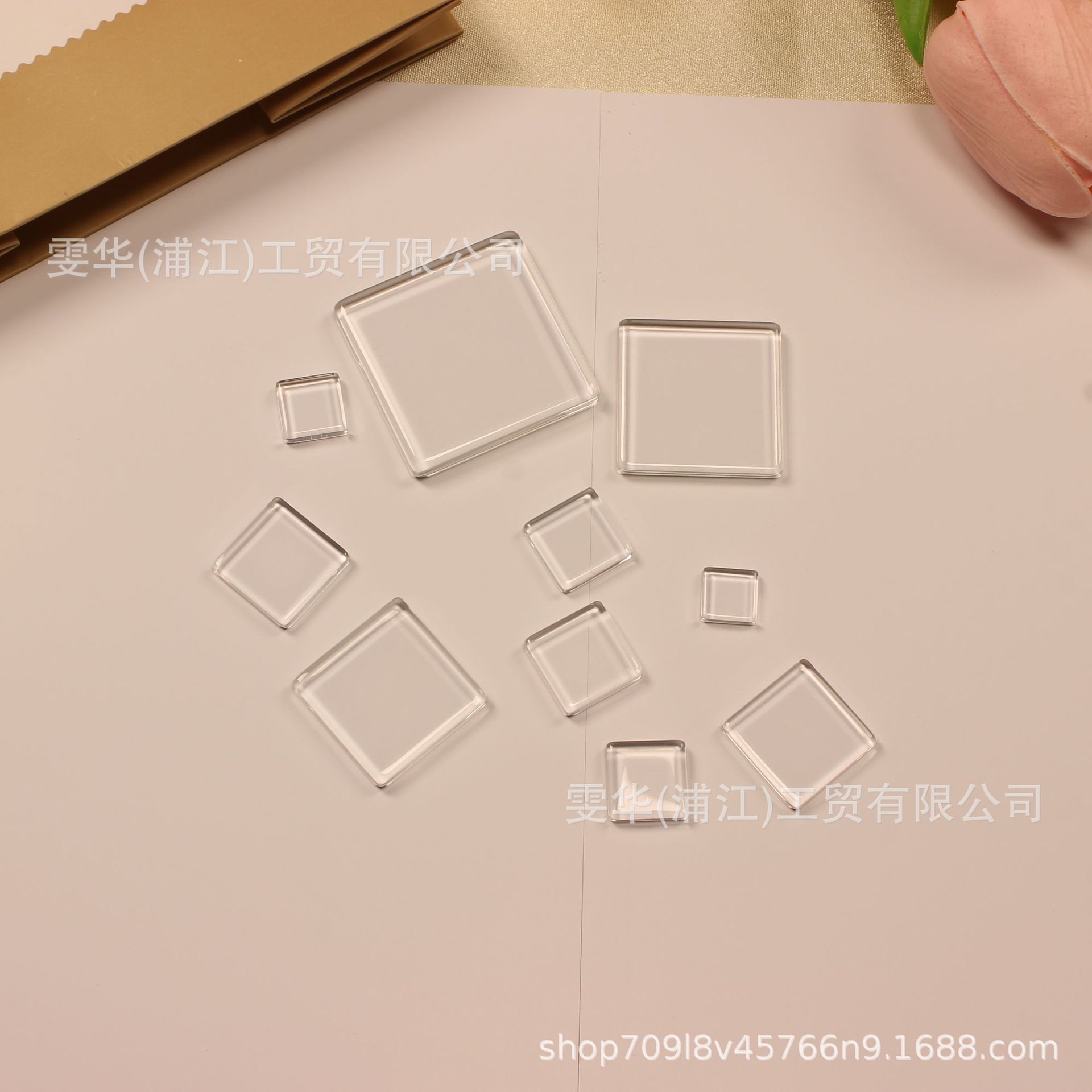 美甲豆豆色卡宝石玻璃贴片两面平正方形马赛克冰箱贴美甲装饰