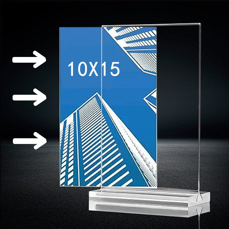 Mayorista acrílico A45 tarjetas de cajón tablero de exhibición en forma de T tablero de exhibición tablero vertical tablero de exhibición tablero de mesa transparente octogonal