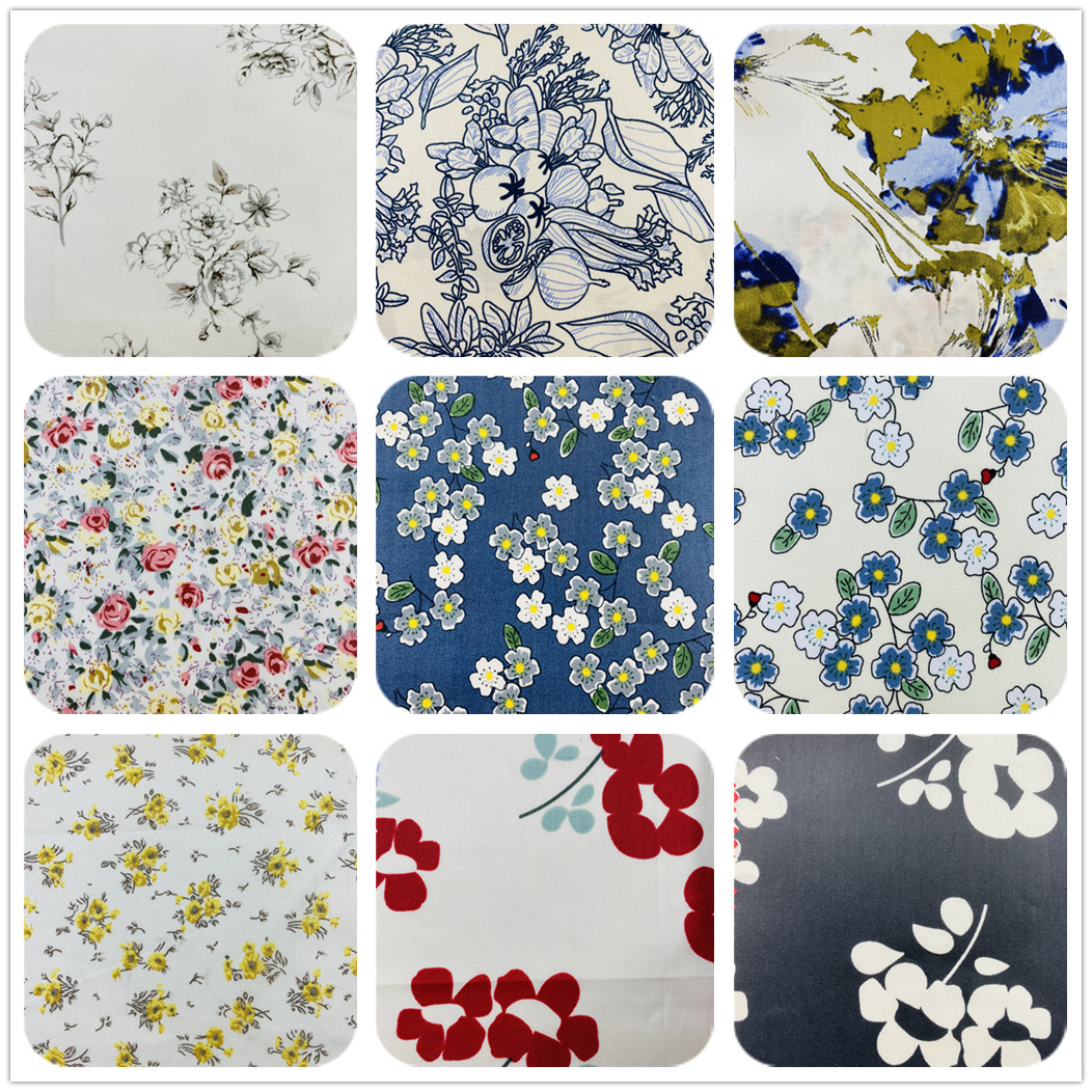 简约时尚印花布 纯棉60支平纹仿天丝印花布 童装女装家居服面料