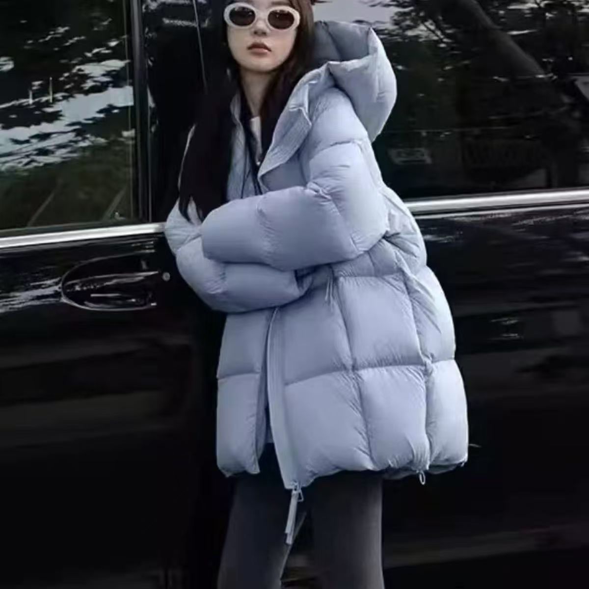 ChicShe 2025 Jiangnan By Puff Downless 90 White Goose Thickened Down Puffer Jacket Women Hooded Mid-Length Ultra-Light_voghion.com