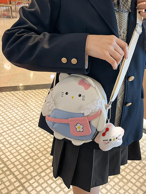 日本のかわいい猫キャンバスバッグ女の子多用途クロスボディバッグ漫画ショルダーバッグ学生カジュアル旅行バックパック|undefined