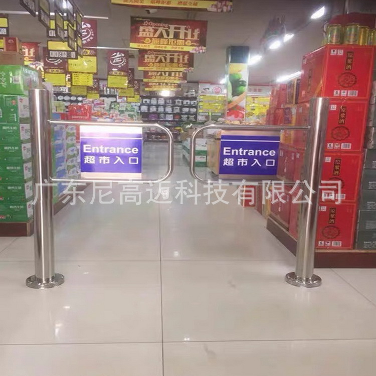 超市单限柱运城商场进出口器不锈钢出入口门手动机械摆闸挡禁行道