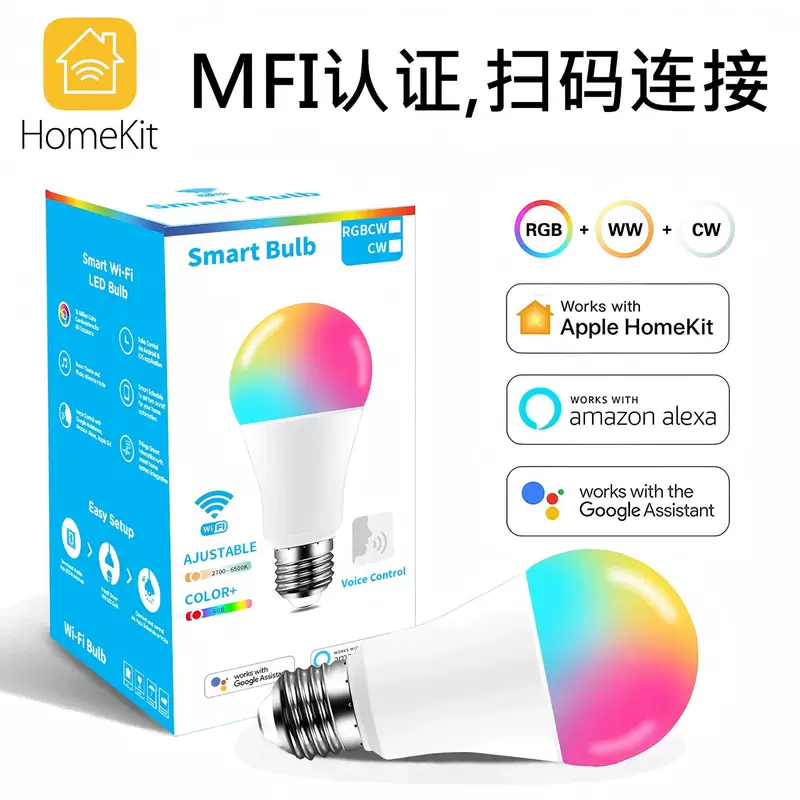 Умная лампочка HomeKit с голосовым управлением Alexa по Wi-Fi, RGBWC, светильник CozyLife