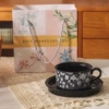 [中古风杯碟-黑色鸢尾花+礼盒装+礼品袋]