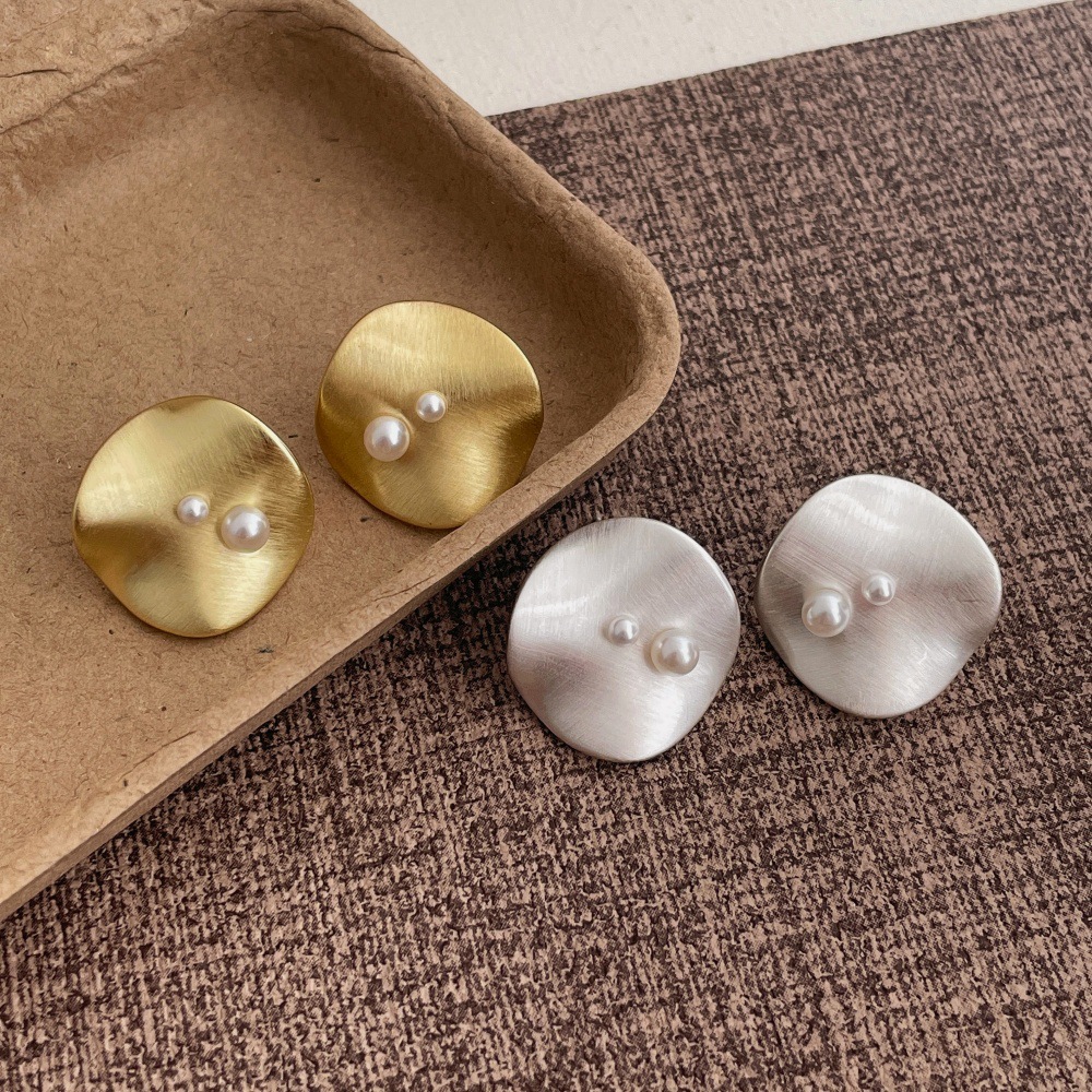 Copper Material 1 Pair IG Style Simple Style Geometric Plating Inlay Copper Pearl Ear Studs