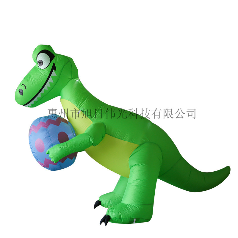 跨境8ft恐龙抱蛋防水充气模型 发光庭院布置道具涤纶复活节气模