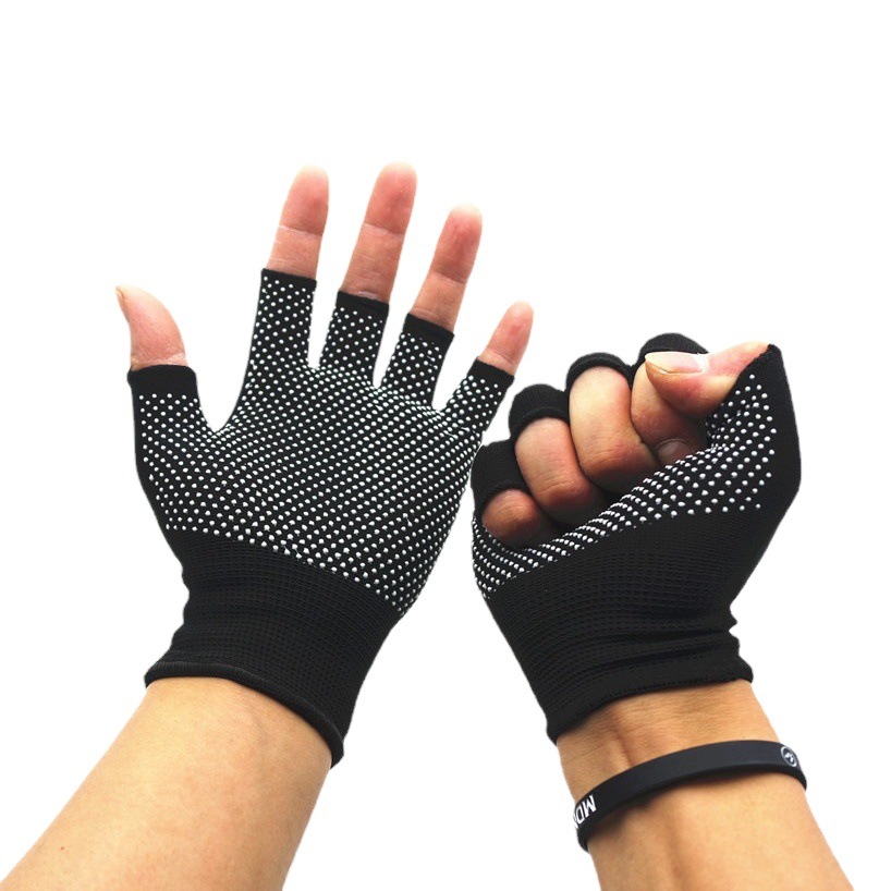 Verano Delgado expuesto dos dedos protección solar Fitness Ciclismo Bicicleta elástica antideslizante fuga de nylon cinco dedos medio guantes hombres y mujeres