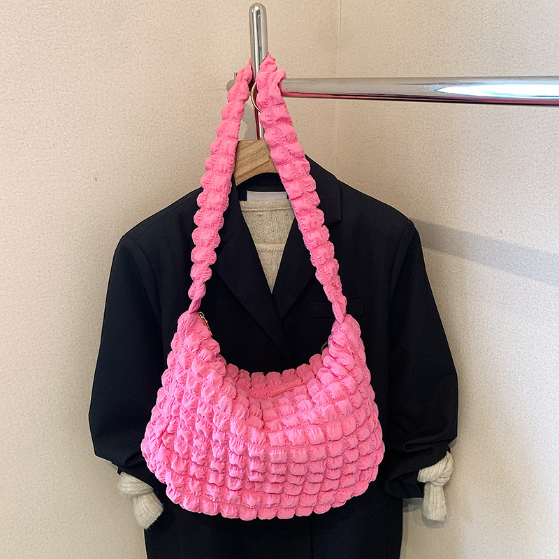 Bolsas de compras dobladas universales coreanas nubes bolsas debajo de la braza para mujeres 2025 nuevo bolso de hombro de color sólido para mujeres