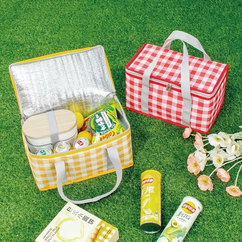 Outdoor Picnic Basket Foldable Portable Heat Preservation Bag Large Capacity Camping Supplies Aluminum Foil Thickened Cold-insulated Outdoor Picnic