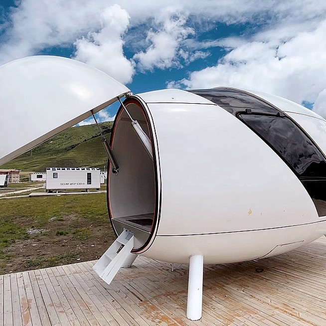 Tecnología de cápsula espacial transfronteriza, casa de huevos móvil, casa de familia, área escénica al aire libre, alojamiento en campamento, villa, hotel, fabricante de habitaciones cápsula