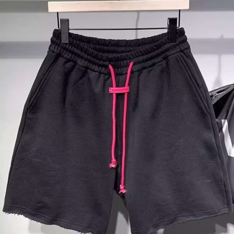 Men's Oversized Casual Shorts With Drawstring And Graphic Print_voghion.com