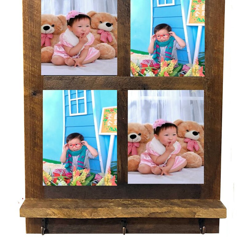 Bh-0081(Put Photos Above and Hang Keys Below)Wooden Photo Frame with Hook Shelf for Home Wall Bh-0081(Put Photos Above and Hang Keys Below)Wooden Photo Frame with Hook Shelf for Home Wall