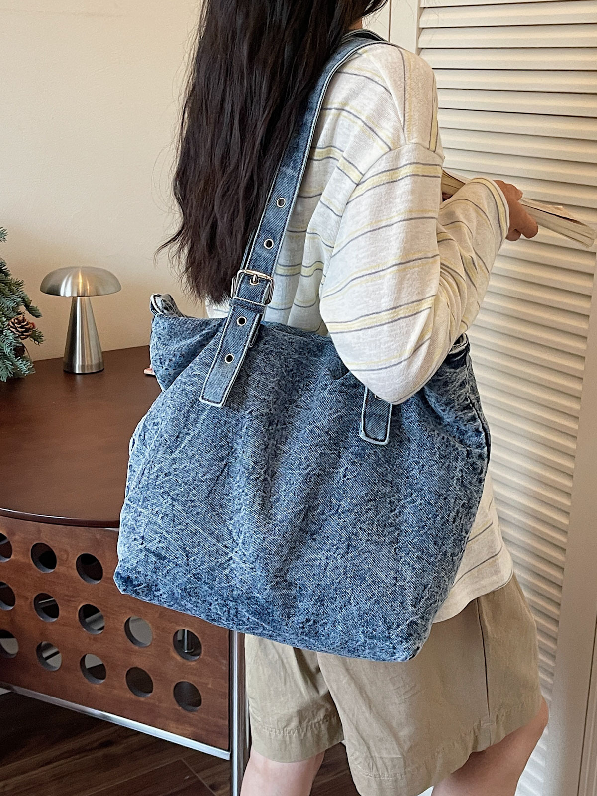 Bolso retro de gran capacidad para mujeres 2026 nuevo estilo vaquero de moda bolso de hombro de brazo de viaje ocio bolso de mano