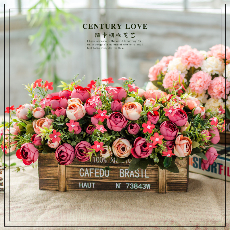 餐桌花摆花栅栏花假花绢花艺客厅装饰电视柜摆件室内摆设花束