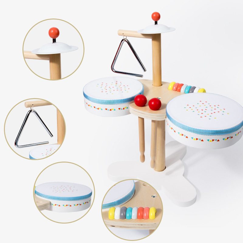 El tambor multifuncional de educación temprana de madera Montessori para niños cultiva el talento musical del bebé