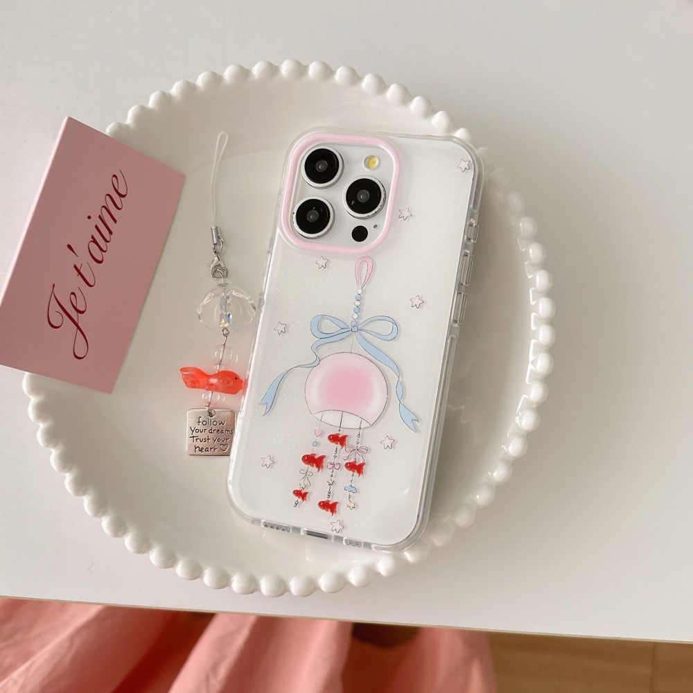 Wind Chime Little Goldfish Adecuado para Apple 15ProMax Funda para teléfono móvil 16Pro nicho 14/13 Colgante 16PM Pareja 14