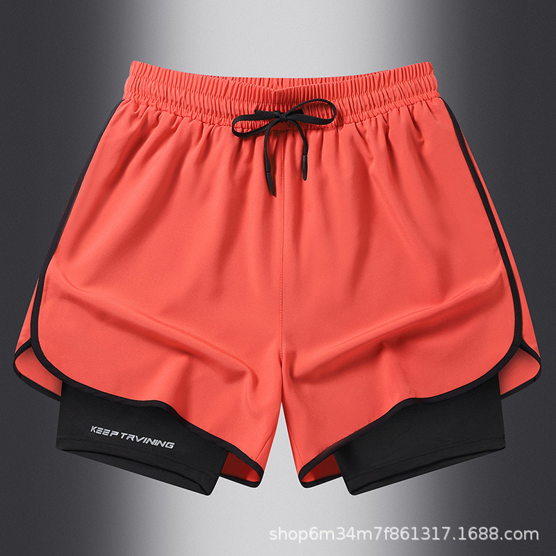 Fábrica de impresión directa pantalones cortos de doble capa para hombres y mujeres secado rápido deportivo relajado de seda de hielo casual pantalones para hombres