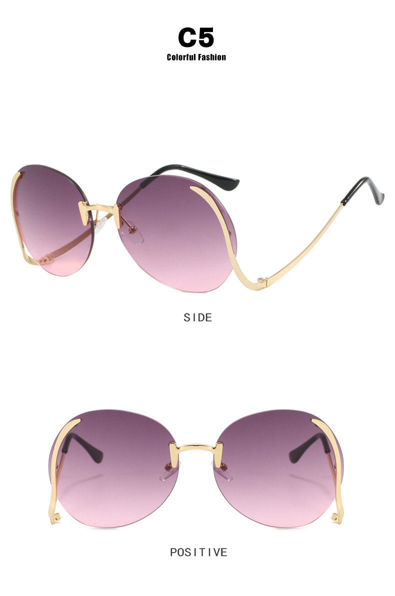 45g Weight Frameless Glasses Structure Sunglasses Classification PC, UV400 Protection Lens Material Round Frame Glasses Style Travel, Fashion Wear, Sun protection Occasion Solid Color Pattern All Seasons Season Women's Gender Personality, Exaggerated, Street Style Personality Exaggerated Street Solid Color PC UV400 Protection Round Frame Frameless Women's Sunglasses 10