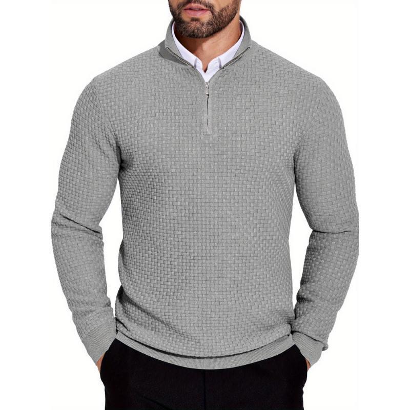 Foreign Trade Dropshipping Cross-Border Knitwear Men's Slim Quarter Zipper Sweater Lightweight Knitted Turtleneck