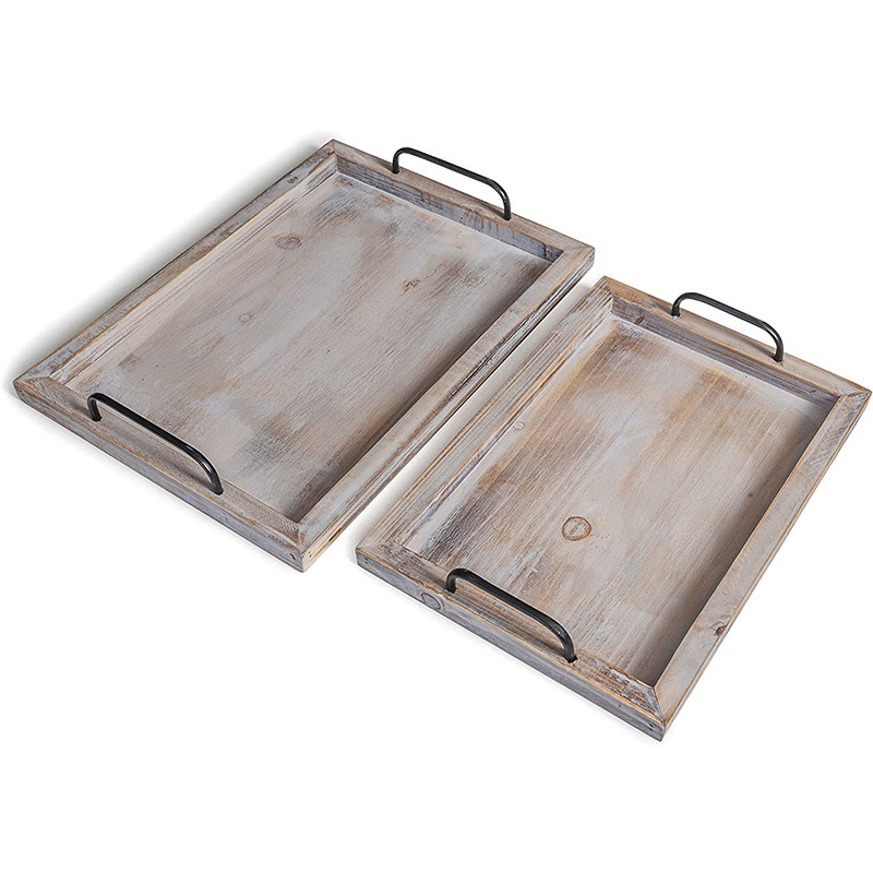 Country retro tray farmhouse wind dish plate vintage bar tray Square Hotel metal handle wooden tray Country retro tray farmhouse wind dish plate vintage bar tray Square Hotel metal handle wooden tray