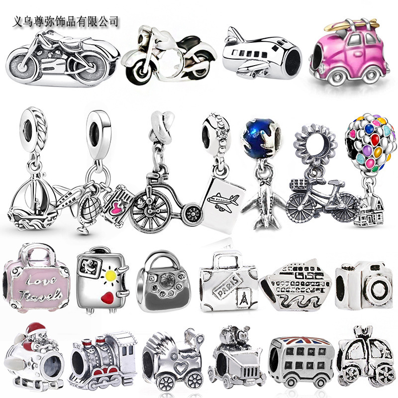 Panjia beads travel series silver plated car aircraft locomotive trunk motorcycle hot air balloon bracelet accessories Panjia beads travel series silver plated car aircraft locomotive trunk motorcycle hot air balloon bracelet accessories