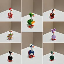 跨境桌面鹅圣诞老人服装跨境手钩仓鼠金丝熊帽子手工针织帽批发