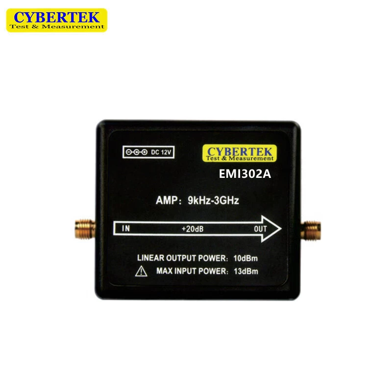 Предусилитель CYBERTEK EMI302A (9 кГц-3 ГГц) с усиленным сигналом на 20 дБ усиливает сигнал для улучшения системы.