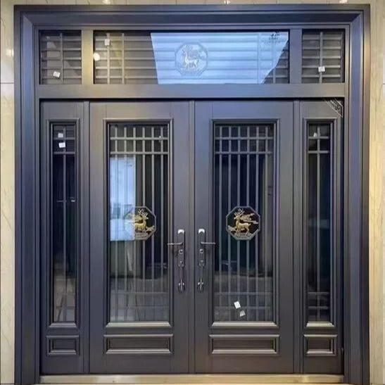 Tempered glass door, zinc alloy villa entrance door, double-door rural self-built house glass-paneled entrance door, special price Tempered glass door, zinc alloy villa entrance door, double-door rural self-built house glass-paneled entrance door, special price