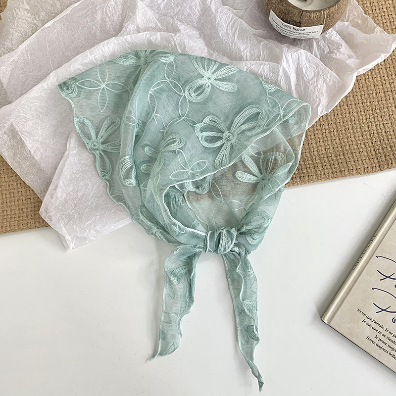 Bufanda triangular de encaje con hoja, cintura, nuevo estilo de verano, bufanda pequeña de moda de todo fósforo, bufanda de decoración pastoral femenina de verano