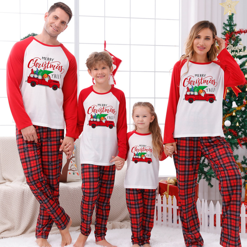 天銘服飾欧米人親子ルームウェアクリスマスルームウェア親子スーツ格子縞プリントルームウェア|undefined