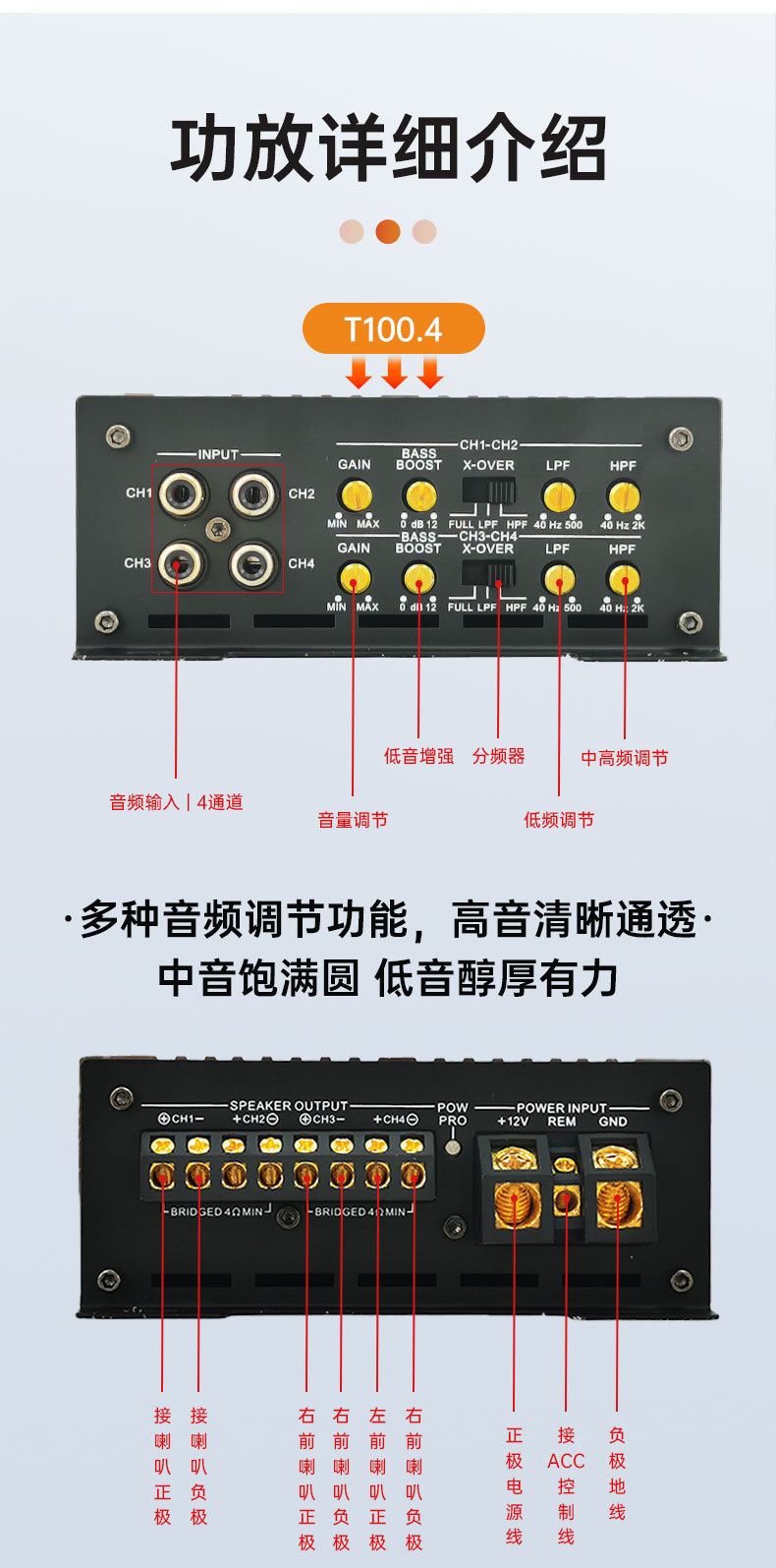Factory Direct Sales Car Audio Modification 4-Channel Single-Channel Car Amplifier Wholesale Car Amplifier High-Power Amplifier