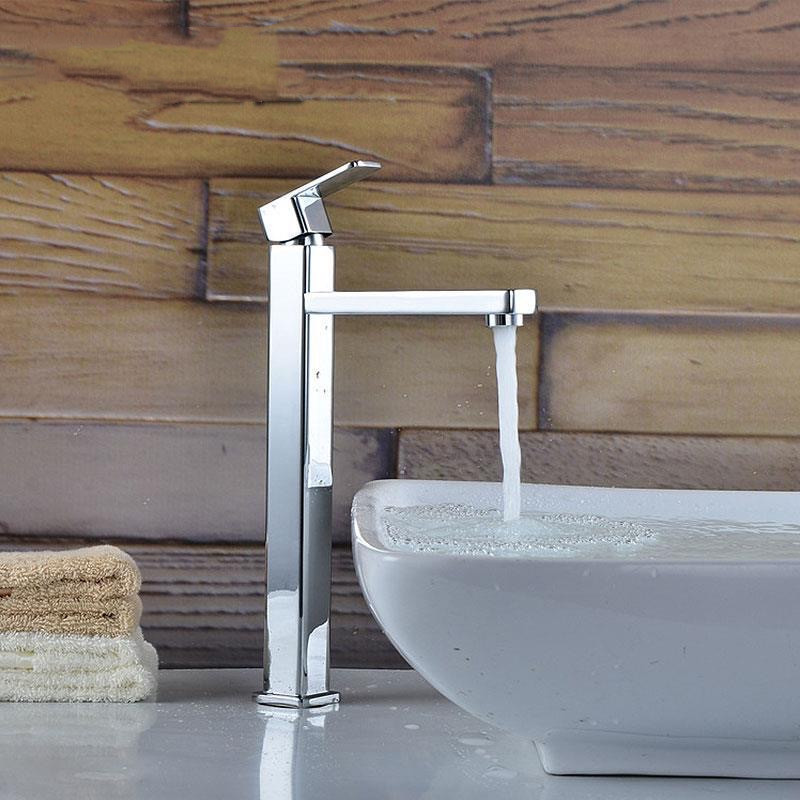 Basin single cold faucet bathroom bathroom washbasin heightened lengthened mouth high chrome plated single Cold Faucet